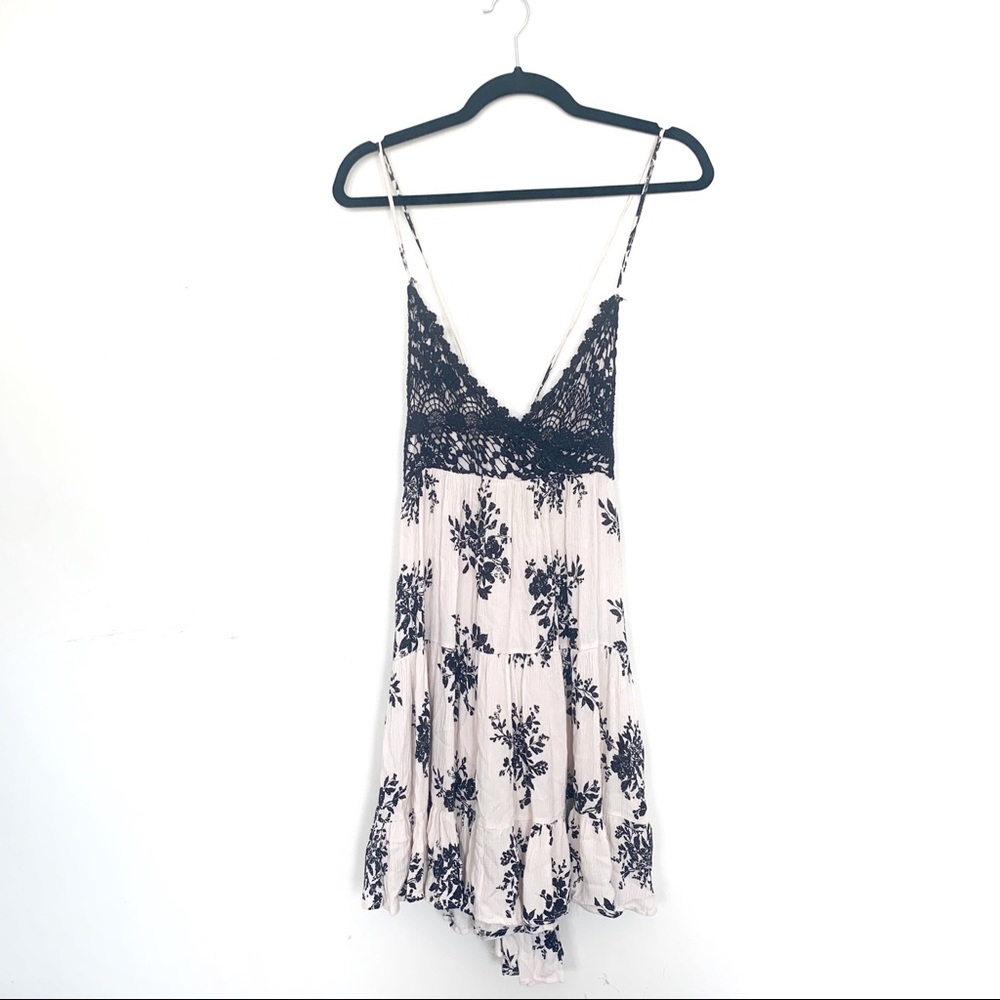 Paper Crane Floral Crochet Tier Dress L